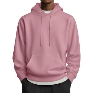imageCOOFANDY Mens Hoodies Pullover Long Sleeve Casual Fashion Sweatshirts Drawstring Gym Hooded Shirt with Kanga PocketPink