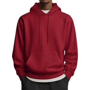 imageCOOFANDY Mens Hoodies Pullover Long Sleeve Casual Fashion Sweatshirts Drawstring Gym Hooded Shirt with Kanga PocketRed