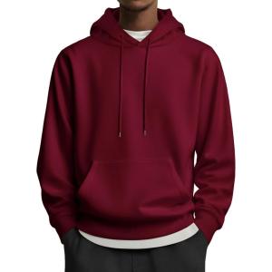 imageCOOFANDY Mens Hoodies Pullover Long Sleeve Casual Fashion Sweatshirts Drawstring Gym Hooded Shirt with Kanga PocketWine Red