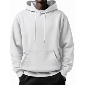 imageCOOFANDY Mens Long Sleeve Hooded Sweatshirt Casual Lightweight Hoodies Pullover Textured Drawstring Hoodie with Kanga PocketWhite