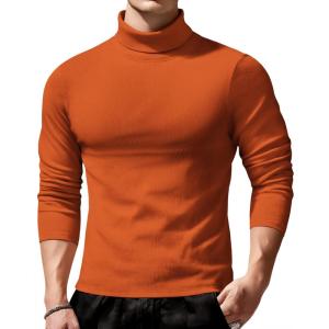 imageCOOFANDY Mens Slim Fit Turtleneck Sweater Long Sleeve Ribbed Turtle Neck Casual Lightweight Basic Pullover SweatersBrown