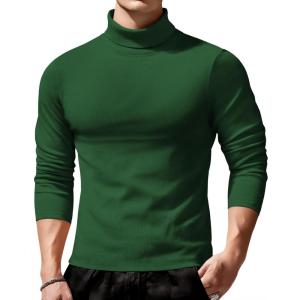 imageCOOFANDY Mens Slim Fit Turtleneck Sweater Long Sleeve Ribbed Turtle Neck Casual Lightweight Basic Pullover SweatersDark Green
