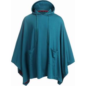 imageCOOFANDY Unisex Casual Hooded Poncho Cape Cloak Fashion Coat Hoodie Pullover with PocketBlue Green