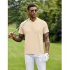 imageCOOFANDY Mens Quick Dry Golf Polo Shirts Short Sleeve Henley Shirt Active Athletic Collarless Sports T ShirtsBeige