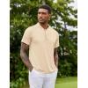 imageCOOFANDY Mens Quick Dry Golf Polo Shirts Short Sleeve Henley Shirt Active Athletic Collarless Sports T ShirtsBeige