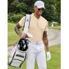 imageCOOFANDY Mens Quick Dry Golf Polo Shirts Short Sleeve Henley Shirt Active Athletic Collarless Sports T ShirtsBeige