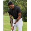 imageCOOFANDY Mens Quick Dry Golf Polo Shirts Short Sleeve Henley Shirt Active Athletic Collarless Sports T ShirtsBlack1