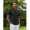 imageCOOFANDY Mens Quick Dry Golf Polo Shirts Short Sleeve Henley Shirt Active Athletic Collarless Sports T ShirtsBlack1