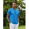 imageCOOFANDY Mens Quick Dry Golf Polo Shirts Short Sleeve Henley Shirt Active Athletic Collarless Sports T ShirtsBlue1