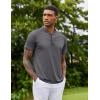 imageCOOFANDY Mens Quick Dry Golf Polo Shirts Short Sleeve Henley Shirt Active Athletic Collarless Sports T ShirtsDark Grey1