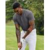 imageCOOFANDY Mens Quick Dry Golf Polo Shirts Short Sleeve Henley Shirt Active Athletic Collarless Sports T ShirtsDark Grey1