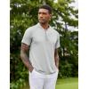 imageCOOFANDY Mens Quick Dry Golf Polo Shirts Short Sleeve Henley Shirt Active Athletic Collarless Sports T ShirtsLight Grey