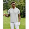 imageCOOFANDY Mens Quick Dry Golf Polo Shirts Short Sleeve Henley Shirt Active Athletic Collarless Sports T ShirtsLight Grey