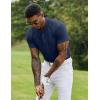 imageCOOFANDY Mens Quick Dry Golf Polo Shirts Short Sleeve Henley Shirt Active Athletic Collarless Sports T ShirtsMightnight Blue