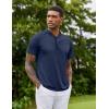 imageCOOFANDY Mens Quick Dry Golf Polo Shirts Short Sleeve Henley Shirt Active Athletic Collarless Sports T ShirtsMightnight Blue
