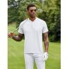 imageCOOFANDY Mens Quick Dry Golf Polo Shirts Short Sleeve Henley Shirt Active Athletic Collarless Sports T ShirtsWhite1