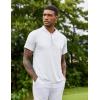 imageCOOFANDY Mens Quick Dry Golf Polo Shirts Short Sleeve Henley Shirt Active Athletic Collarless Sports T ShirtsWhite1