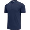 imageCOOFANDY Mens Quick Dry Golf Polo Shirts Short Sleeve Henley Shirt Active Athletic Collarless Sports T ShirtsMightnight Blue