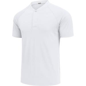 imageCOOFANDY Mens Quick Dry Golf Polo Shirts Short Sleeve Henley Shirt Active Athletic Collarless Sports T ShirtsWhite1