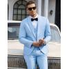 imageCOOFANDY Mens 3 Pieces Suit Slim Fit Tuxedo Set One Button Shawl Lapel Dinner Prom Jacket Vest Pants with TieSky Blue