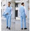 imageCOOFANDY Mens 3 Pieces Suit Slim Fit Tuxedo Set One Button Shawl Lapel Dinner Prom Jacket Vest Pants with TieSky Blue