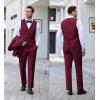 imageCOOFANDY Mens 3 Pieces Suit Slim Fit Tuxedo Set One Button Shawl Lapel Dinner Prom Jacket Vest Pants with TieWine Red