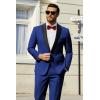 imageCOOFANDY Mens Tuxedo Suit Set Slim Fit 2 Piece One Button Christmas Blazer Jacket Pants for WeddingDinnerPromBlue