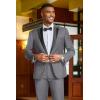 imageCOOFANDY Mens Tuxedo Suit Set Slim Fit 2 Piece One Button Christmas Blazer Jacket Pants for WeddingDinnerPromDark Gray