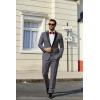 imageCOOFANDY Mens Tuxedo Suit Set Slim Fit 2 Piece One Button Christmas Blazer Jacket Pants for WeddingDinnerPromDark Gray