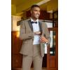 imageCOOFANDY Mens Tuxedo Suit Set Slim Fit 2 Piece One Button Christmas Blazer Jacket Pants for WeddingDinnerPromKhaki