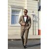 imageCOOFANDY Mens Tuxedo Suit Set Slim Fit 2 Piece One Button Christmas Blazer Jacket Pants for WeddingDinnerPromKhaki