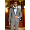 imageCOOFANDY Mens Tuxedo Suit Set Slim Fit 2 Piece One Button Christmas Blazer Jacket Pants for WeddingDinnerPromLight Gray