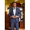 imageCOOFANDY Mens Tuxedo Suit Set Slim Fit 2 Piece One Button Christmas Blazer Jacket Pants for WeddingDinnerPromNavy Blue