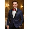 imageCOOFANDY Mens Tuxedo Suit Set Slim Fit 2 Piece One Button Christmas Blazer Jacket Pants for WeddingDinnerPromNavy Blue