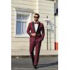 imageCOOFANDY Mens Tuxedo Suit Set Slim Fit 2 Piece One Button Christmas Blazer Jacket Pants for WeddingDinnerPromWine Red