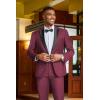 imageCOOFANDY Mens Tuxedo Suit Set Slim Fit 2 Piece One Button Christmas Blazer Jacket Pants for WeddingDinnerPromWine Red