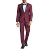 imageCOOFANDY Mens Tuxedo Suit Set Slim Fit 2 Piece One Button Christmas Blazer Jacket Pants for WeddingDinnerPromWine Red