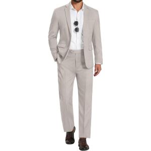 imageCOOFANDY Mens 2 Piece Suits Classic Fit Suit Set 2 Button Blazer Jacket and Dress Pants for Wedding Business PromLight Grey