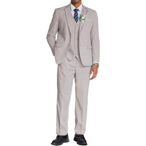 imageCOOFANDY Mens 3 Piece Linen Suits Casual Lightweight Blazer Jackets Vest Pants Set for Wedding Business PromLight Grey
