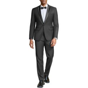 imageCOOFANDY Mens Tuxedo Suit Set Slim Fit 2 Piece One Button Christmas Blazer Jacket Pants for WeddingDinnerPromBlack