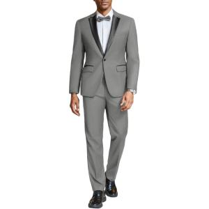 imageCOOFANDY Mens Tuxedo Suit Set Slim Fit 2 Piece One Button Christmas Blazer Jacket Pants for WeddingDinnerPromLight Gray