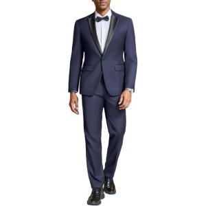 imageCOOFANDY Mens Tuxedo Suit Set Slim Fit 2 Piece One Button Christmas Blazer Jacket Pants for WeddingDinnerPromNavy Blue