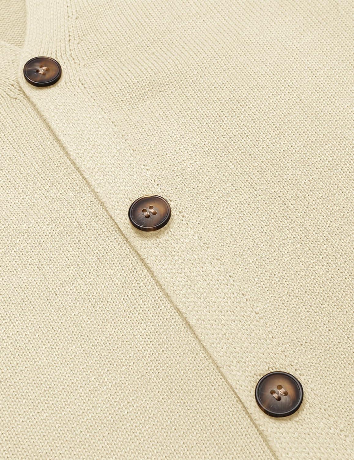 imageCOOFANDY Mens Cardigan Sweater Long Sleeve Casual V Neck Button Down Knitted Sweater with PocketsCream