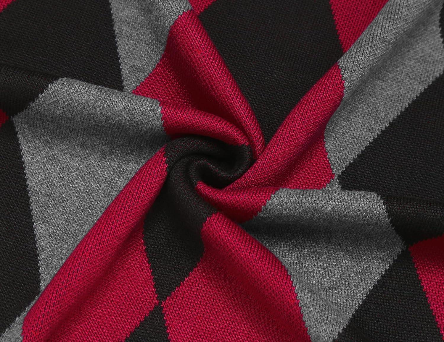 imageCOOFANDY Mens V Neck Sweater Lightweight Knitted Pullover SweatersBlackdiamond Pattern