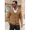 imageCOOFANDY Mens Cardigan Sweater Cable Knit V Neck Button up Sweaters Ribbed Cardigan Sweater with PocketsCaramel