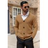 imageCOOFANDY Mens Cardigan Sweater Cable Knit V Neck Button up Sweaters Ribbed Cardigan Sweater with PocketsCaramel