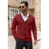 imageCOOFANDY Mens Cardigan Sweater Cable Knit V Neck Button up Sweaters Ribbed Cardigan Sweater with PocketsRed