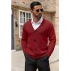 imageCOOFANDY Mens Cardigan Sweater Cable Knit V Neck Button up Sweaters Ribbed Cardigan Sweater with PocketsRed