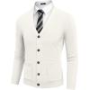 imageCOOFANDY Mens Cardigan Sweater Long Sleeve Casual V Neck Button Down Knitted Sweater with PocketsIvory