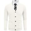 imageCOOFANDY Mens Cardigan Sweater Long Sleeve Casual V Neck Button Down Knitted Sweater with PocketsIvory